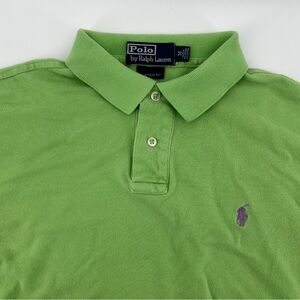 Polo Ralph Lauren Custom Fit Green‎ Polo Shirt Short Sleeve Mens Medium